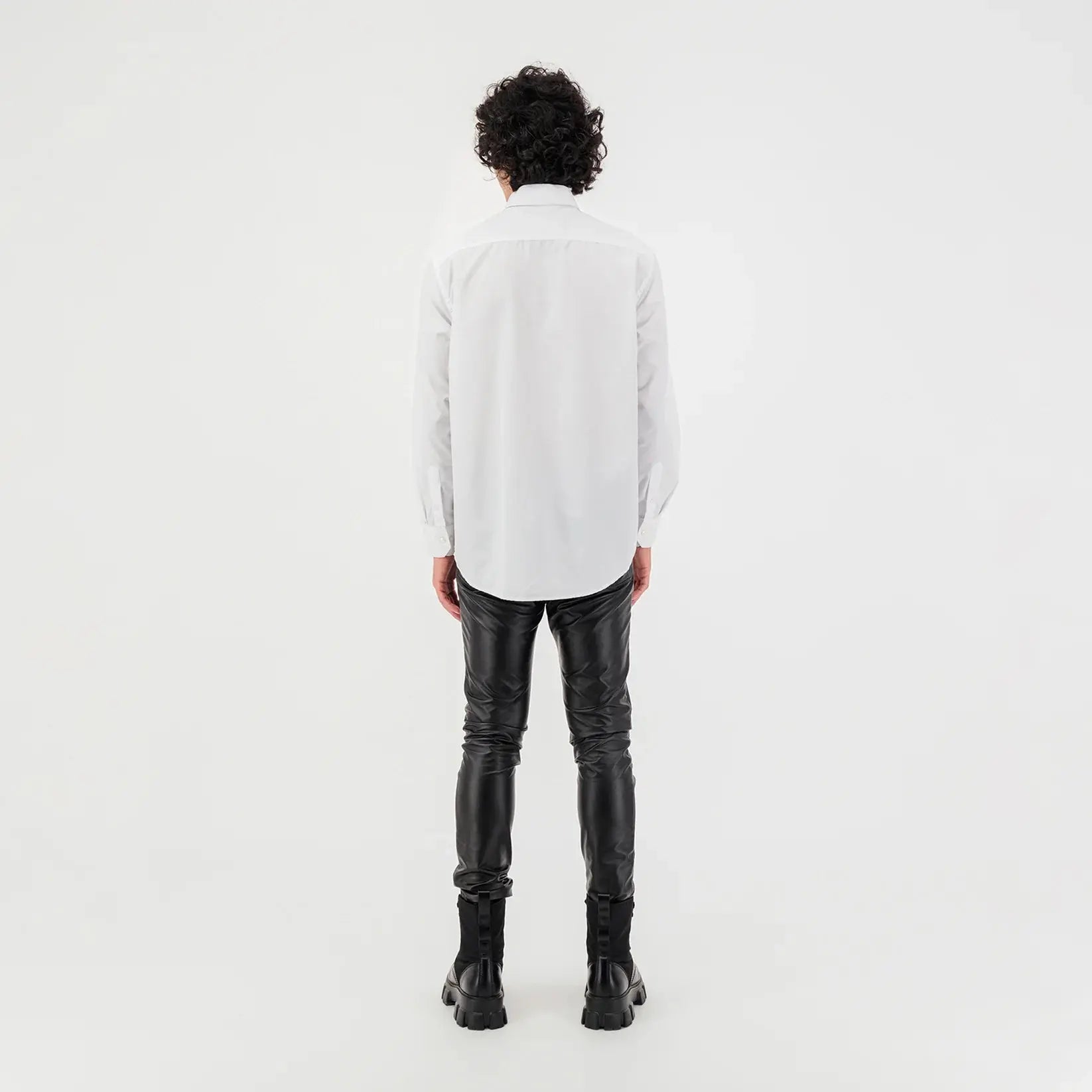 Denim Patch Long Sleeve Button Up Shirt