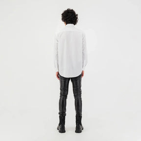 Denim Patch Long Sleeve Button Up Shirt