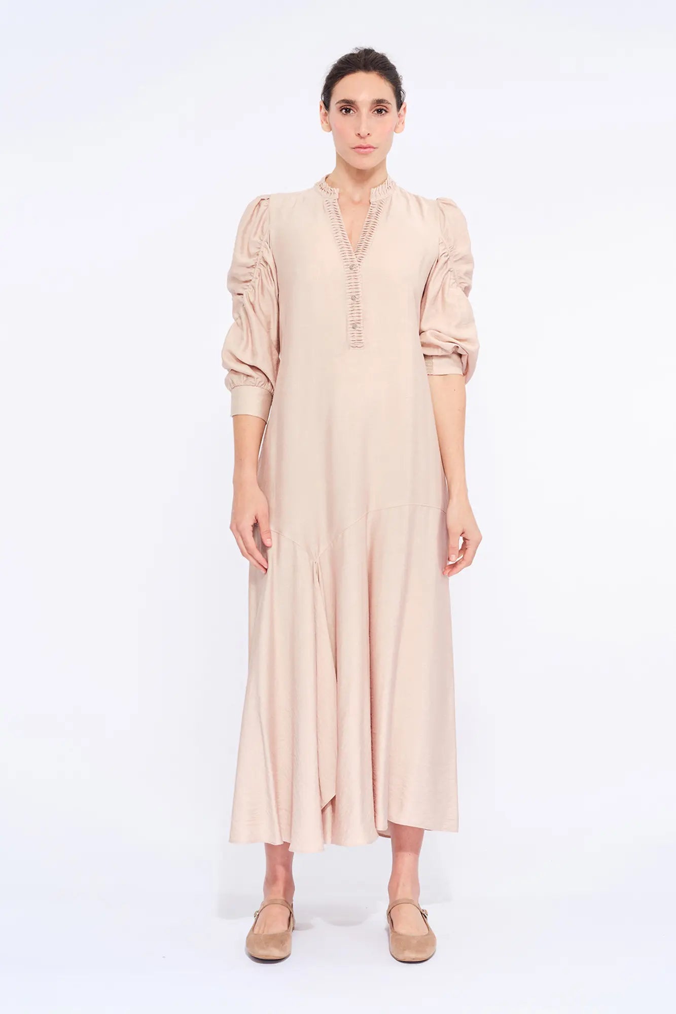 Carlie Asymmetrical Dress | Nude