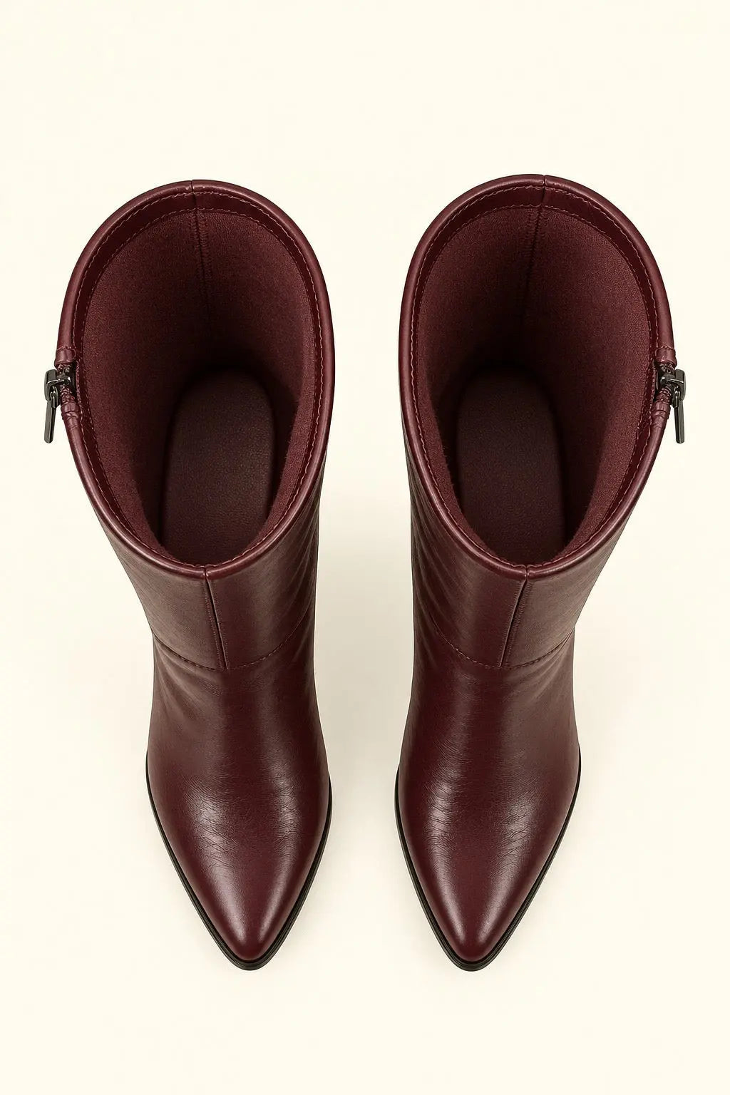 Burgundy Leather Ankle Boots with Pointed Toe