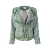 Cora Fringed Tweed Bouclé Moto Jacket