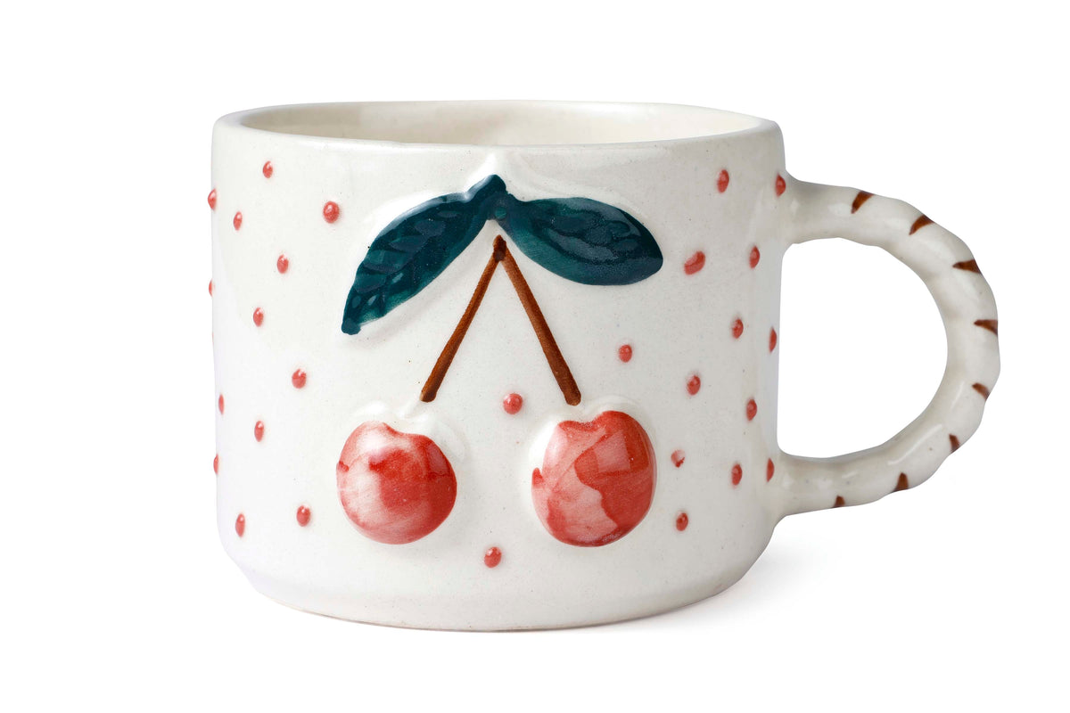Cherry Pop Ceramic Mug - Red , 3 x 4 Inches - Set of 4