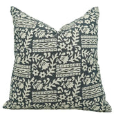 Decorative Hand-Carved Block Printed Pure Linen Pillow Cover - Mumtaz