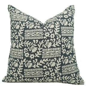 Decorative Hand-Carved Block Printed Pure Linen Pillow Cover - Mumtaz