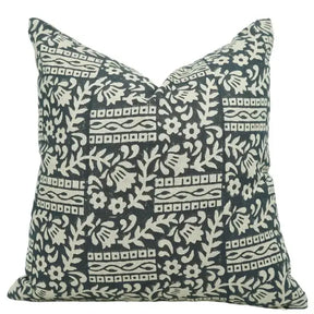 Decorative Hand-Carved Block Printed Pure Linen Pillow Cover - Mumtaz