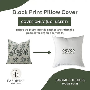 Premium Hand Block Print Boho Thick Linen Pillow Cover- Neha