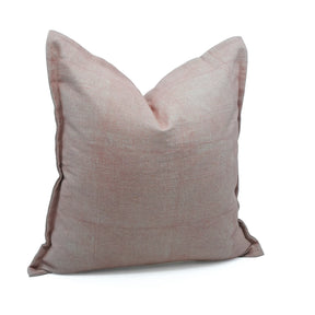Premium Block Print Thick Linen Blush Red Pillow Cover - Solid