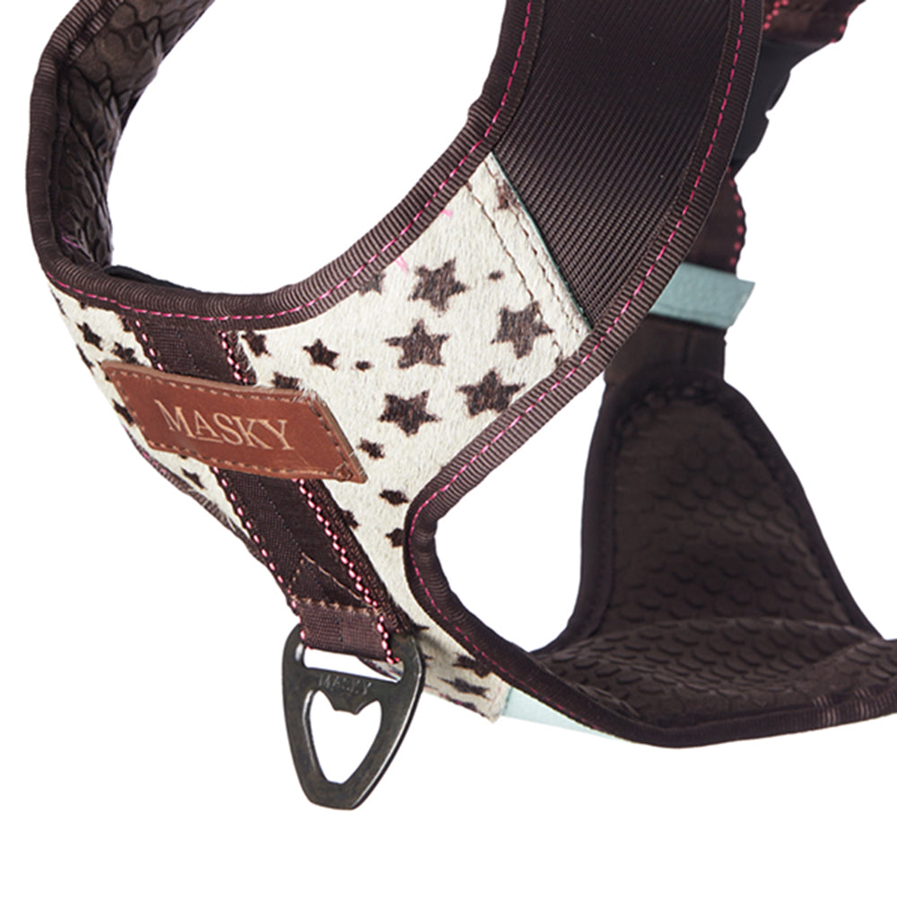 Premium Leather Easy Fit No-Pull Harness ~ Stars & Mint Green