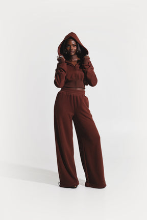 OFUURE Plush fleece Hoodie SET in BROWN