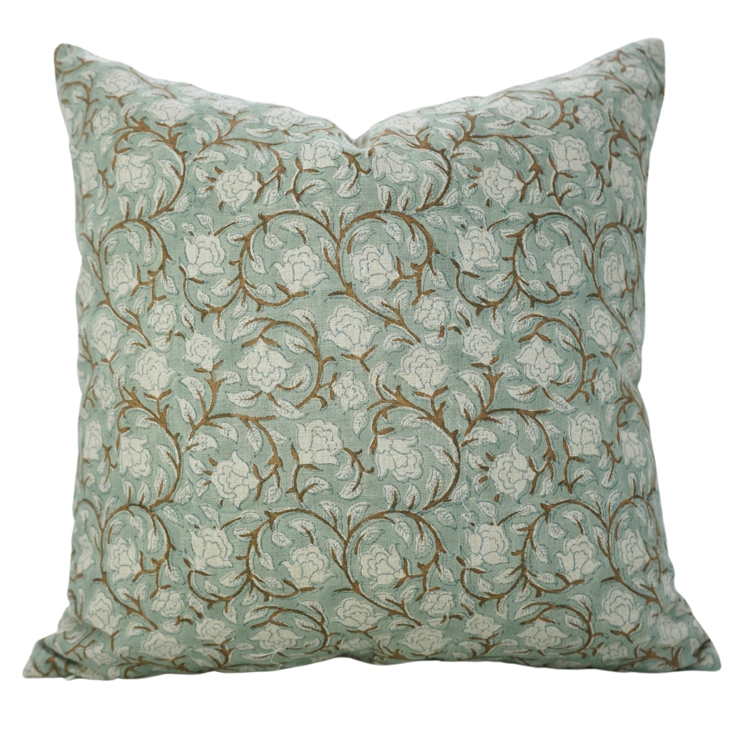 Handmade Block Print Pure Linen Pillow Cover- Amritvela