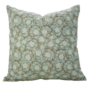 Handmade Block Print Pure Linen Pillow Cover- Amritvela