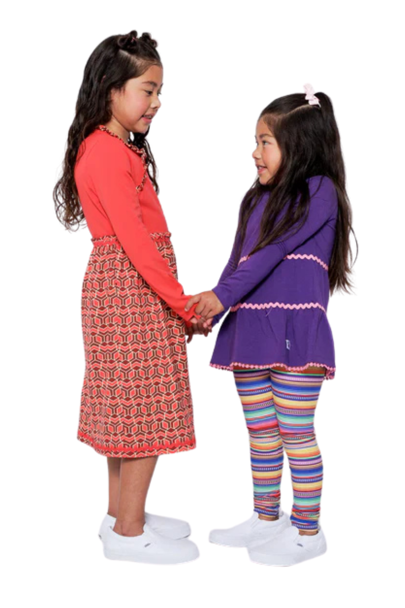 Mixed Up Clothing Girls Tiered Tunic and Legging Set Purple Multicolor Stripe