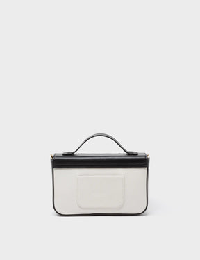 Amantis Black And Cream Leather Crossbody Mini Handbag - All Over Eyes Embroidery