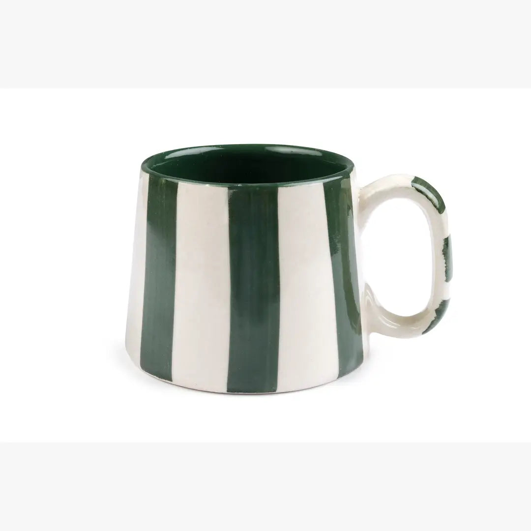 Ceramic olive Stripe  Coffee cup- 220ml  (Set of 2)