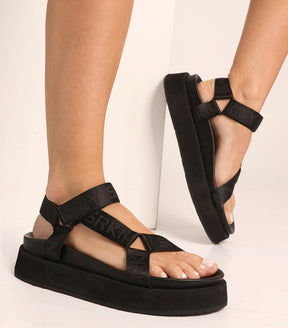 NINY Chic Black Sporty Sandals