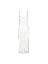 Marley Mesh Handmade Crochet Knit Dress - Stone white