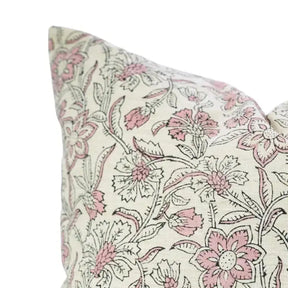 Natural  Block Print Linen Blend Pillow Cover - Jarul