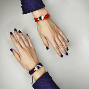 Eye Knitted Red Bracelet