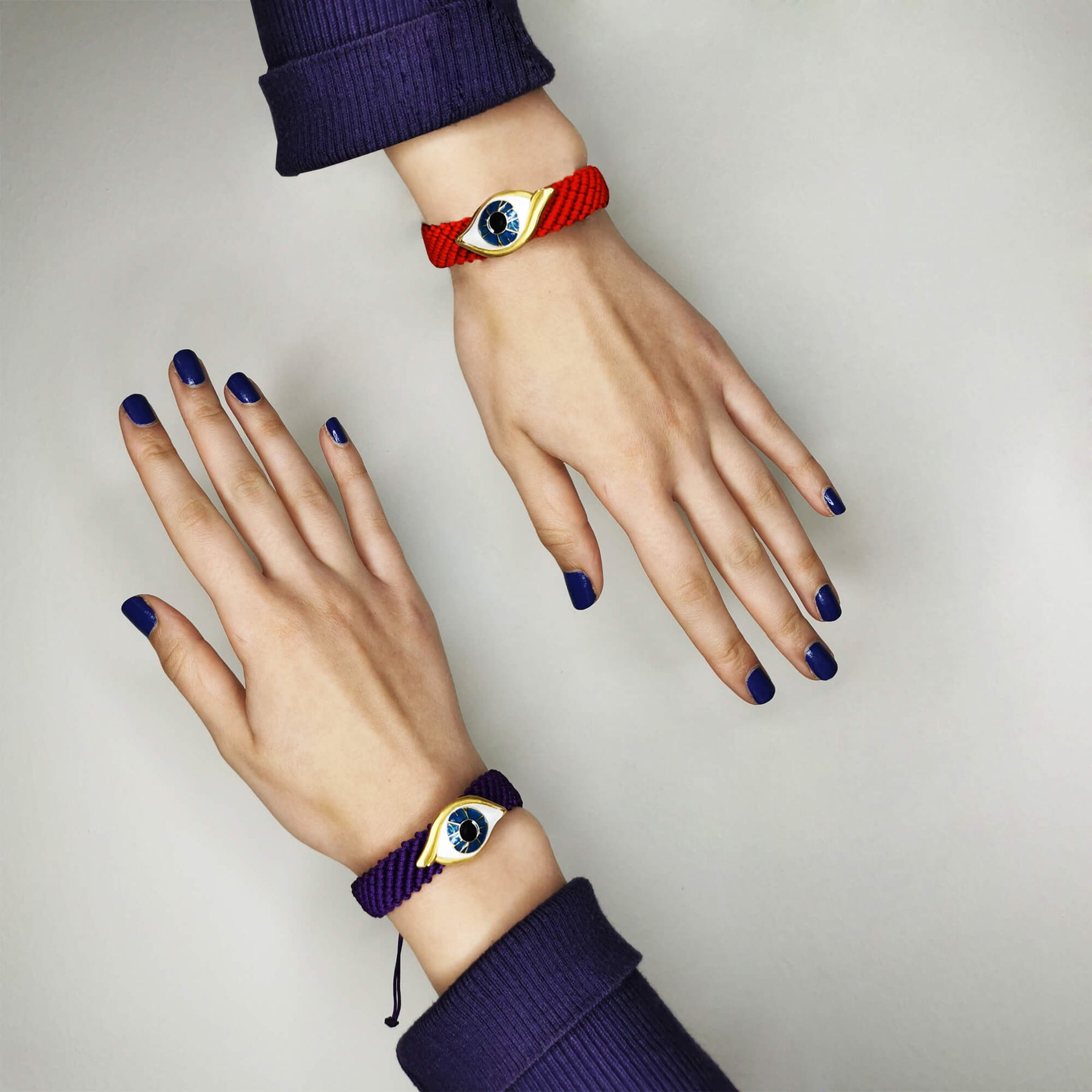 Purple Knitted Evil Eye Bracelet