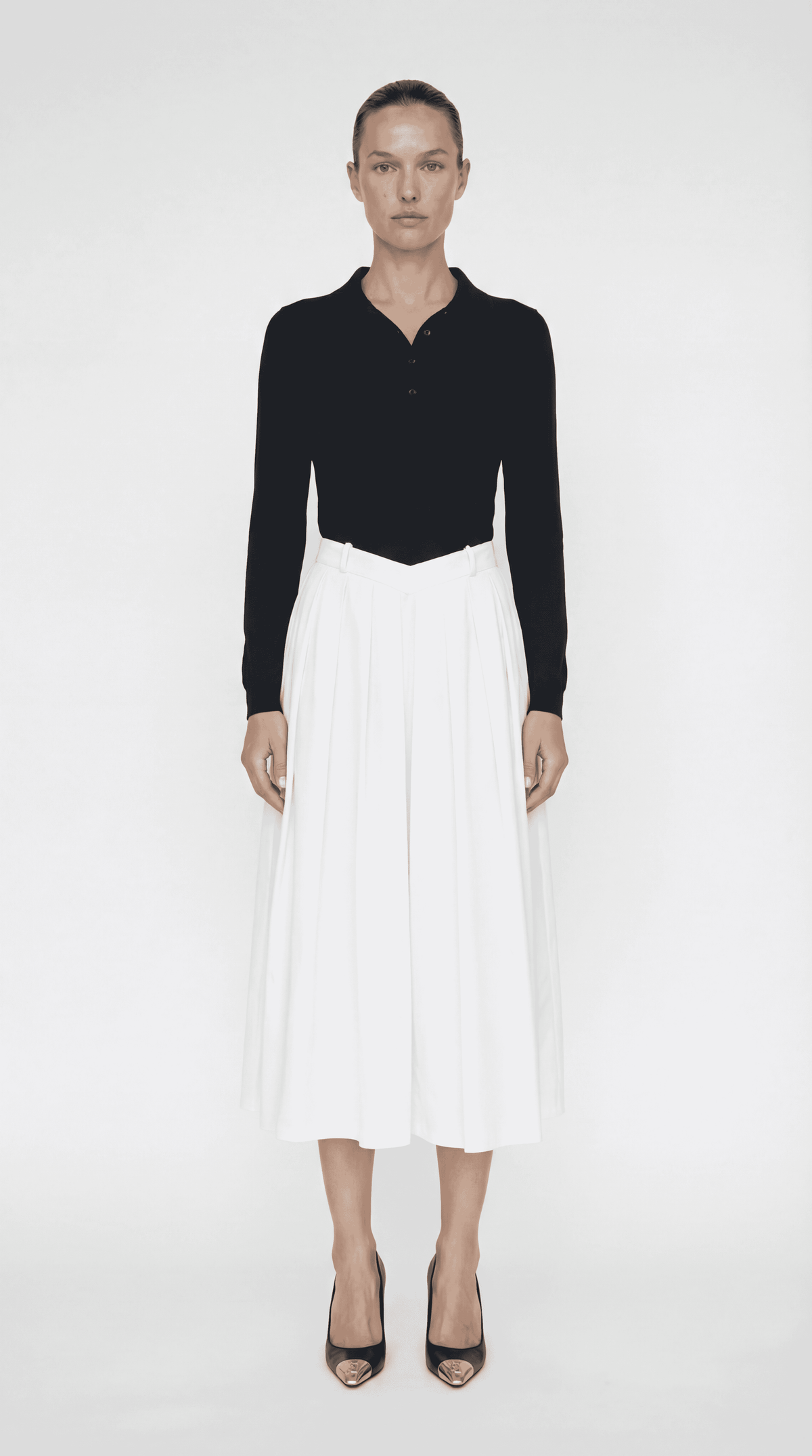 Sonia Polo Midi Dress With Pleated Skirt
