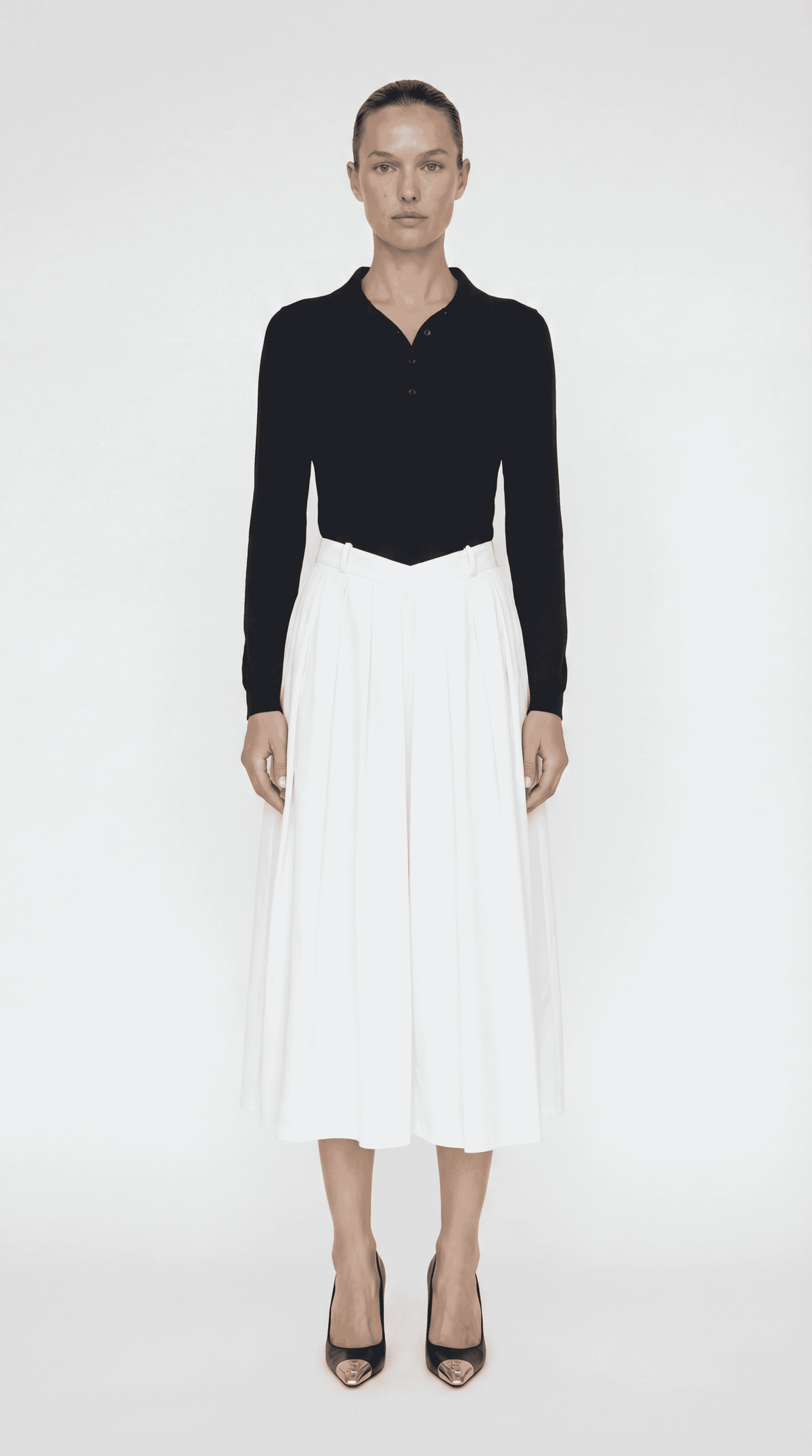 Sonia Polo Midi Dress With Pleated Skirt