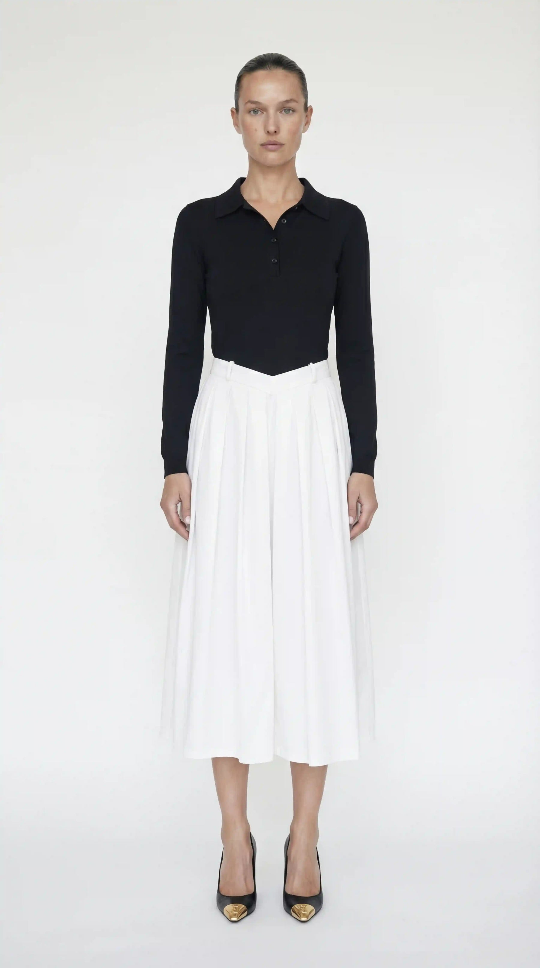 Sonia Polo Midi Dress With Pleated Skirt