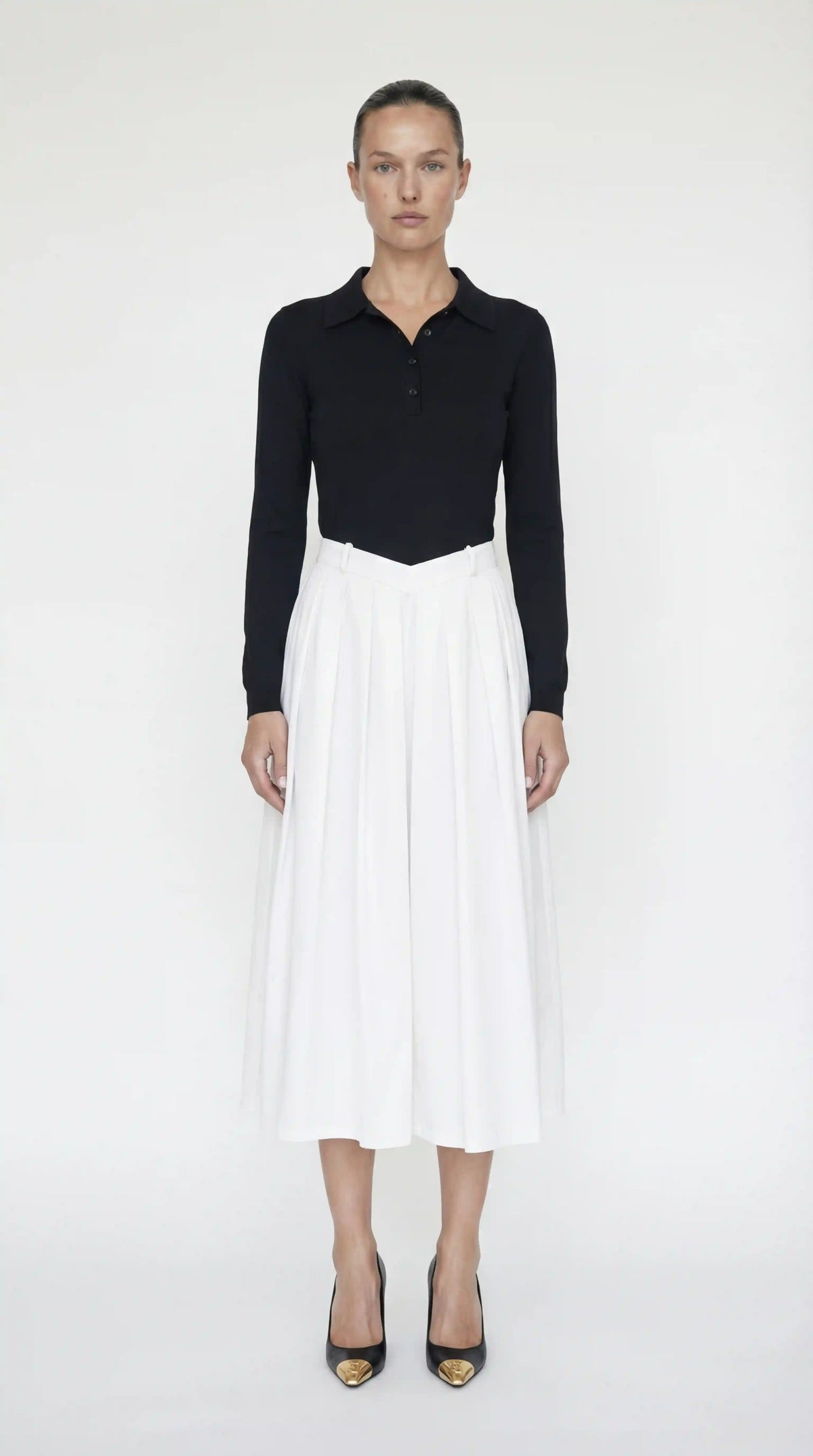 Sonia Polo Midi Dress With Pleated Skirt