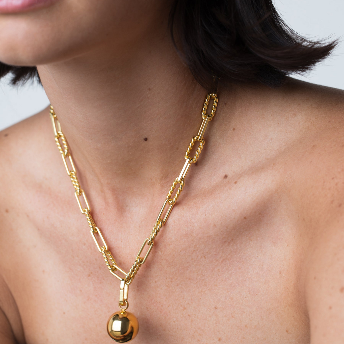 Gold Moon Chain Charm Necklace