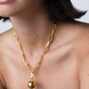 Gold Moon Chain Charm Necklace