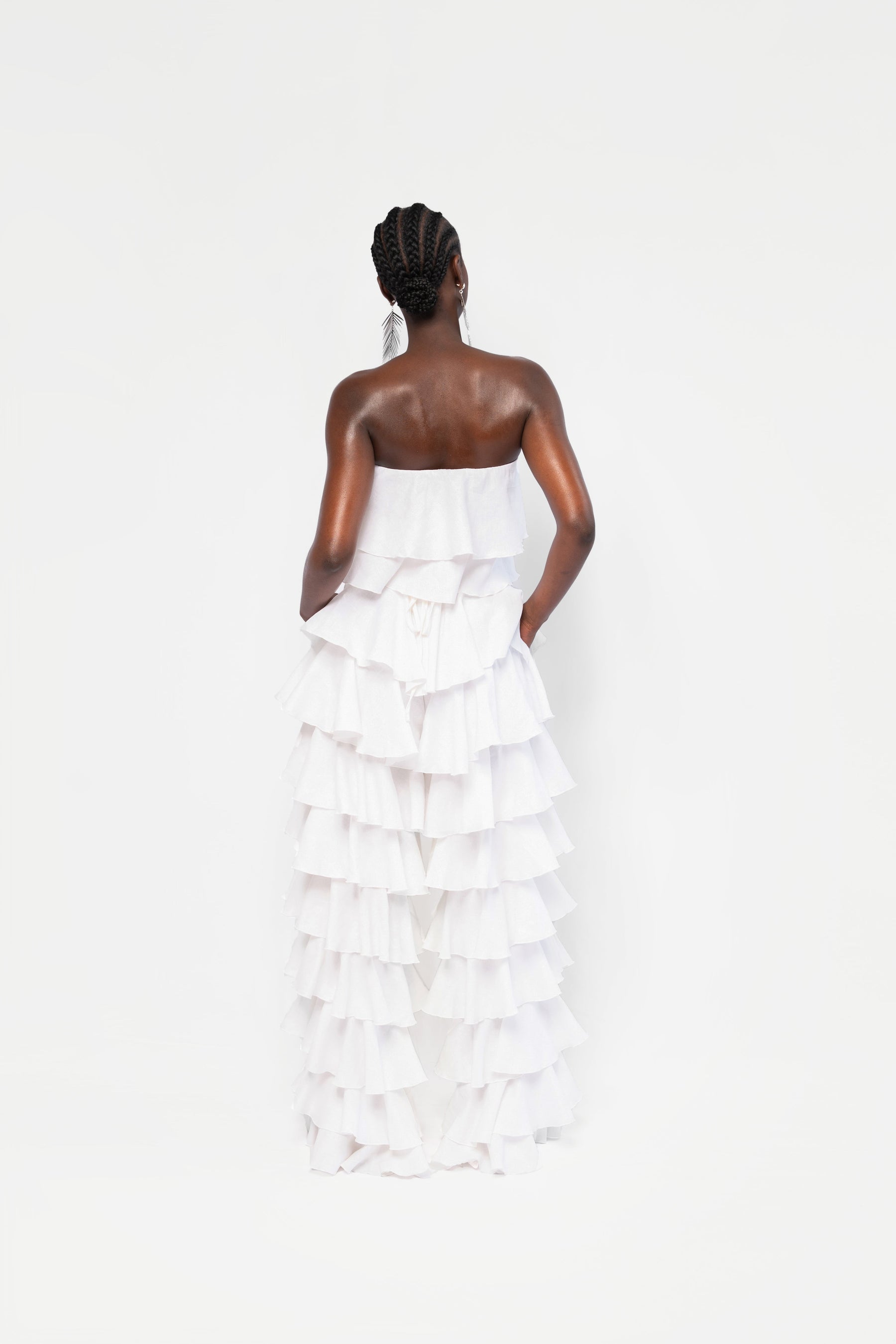 Linen KOKO Ruffle Top in White