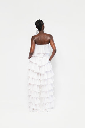 Linen KOKO Ruffle Top in White