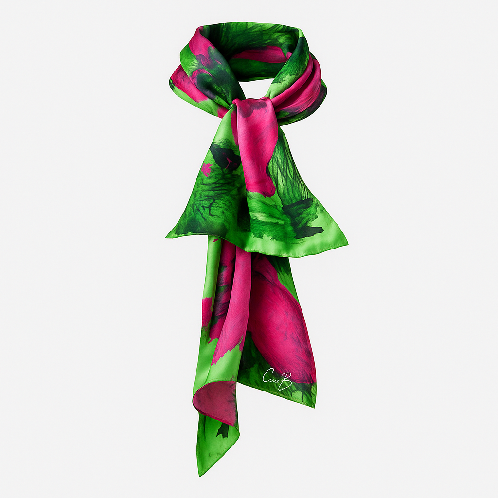 Green Magenta Blocks Oblong Scarf