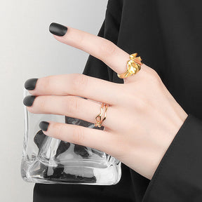 Wave Grain Ring For Women Vintage Fashion Creative Temperament Jewelry Gift Adjustable