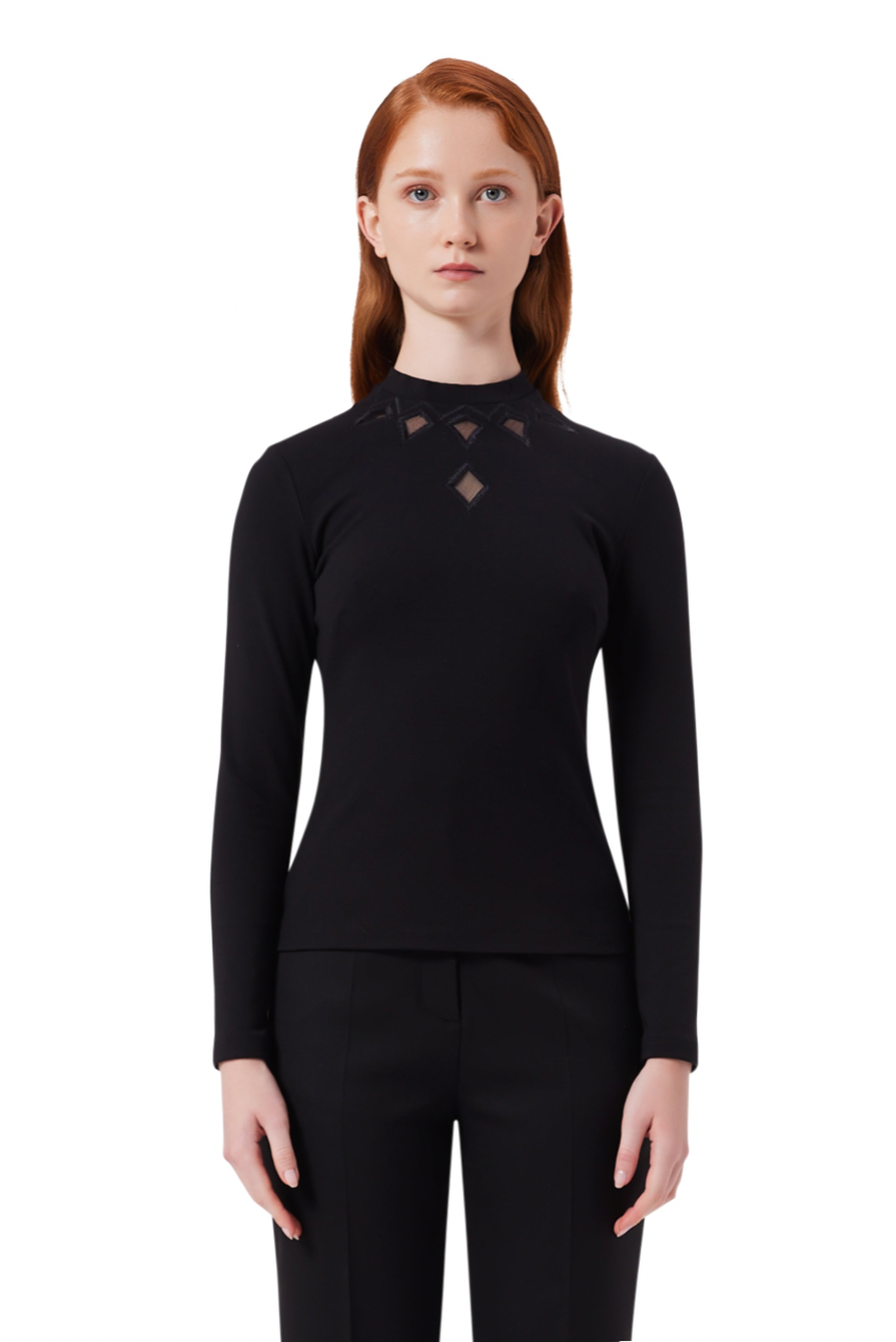 Lumière Long Sleeve Blouse in Black