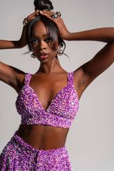 LIZA Sequin Bra Top in ALEXANDRITE