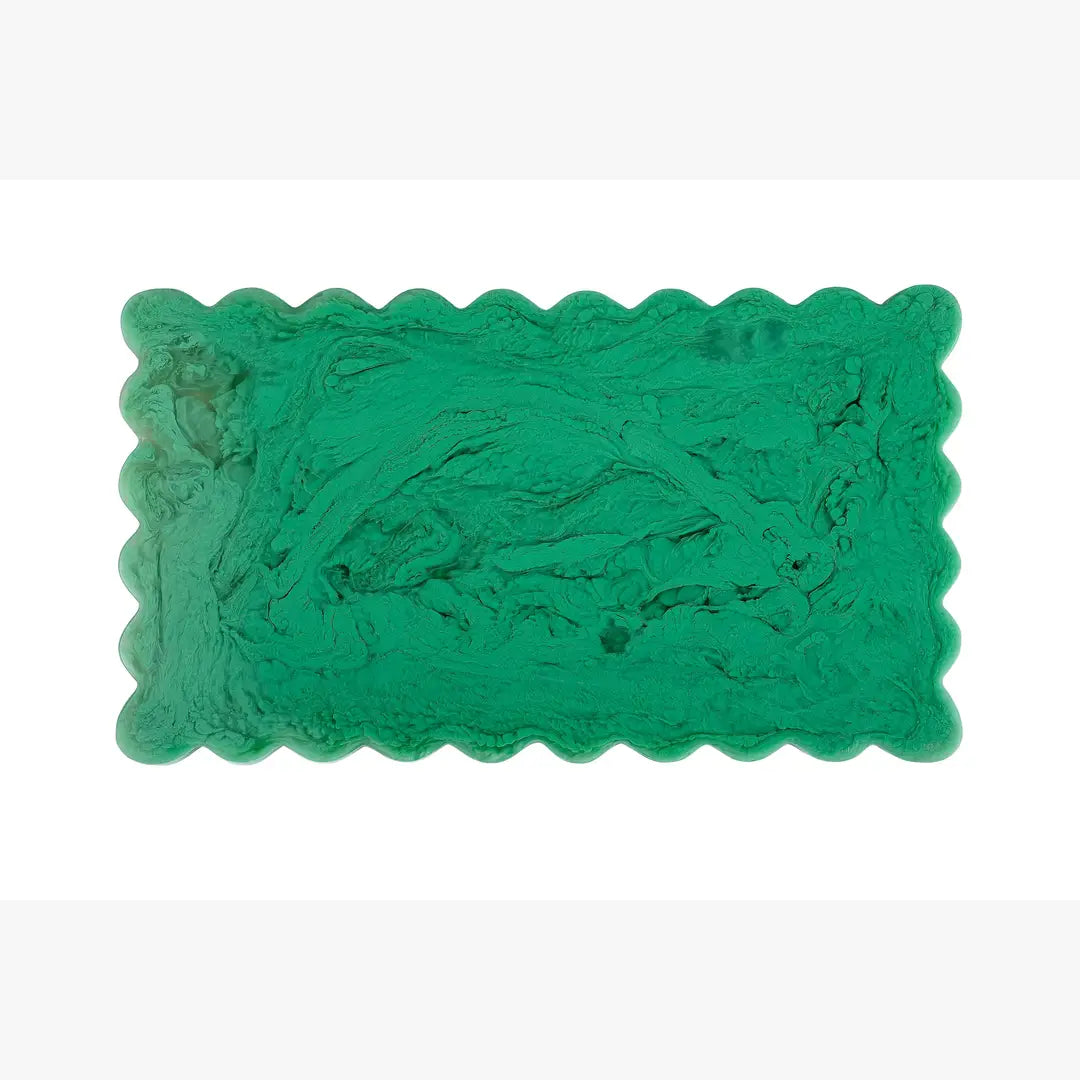 Scallop Rectangular Resin Cheese Board – Green , 14 Inches