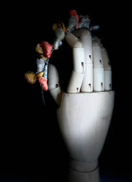 "Abstract Flora" Steel and Pastel Ceramic Tiara