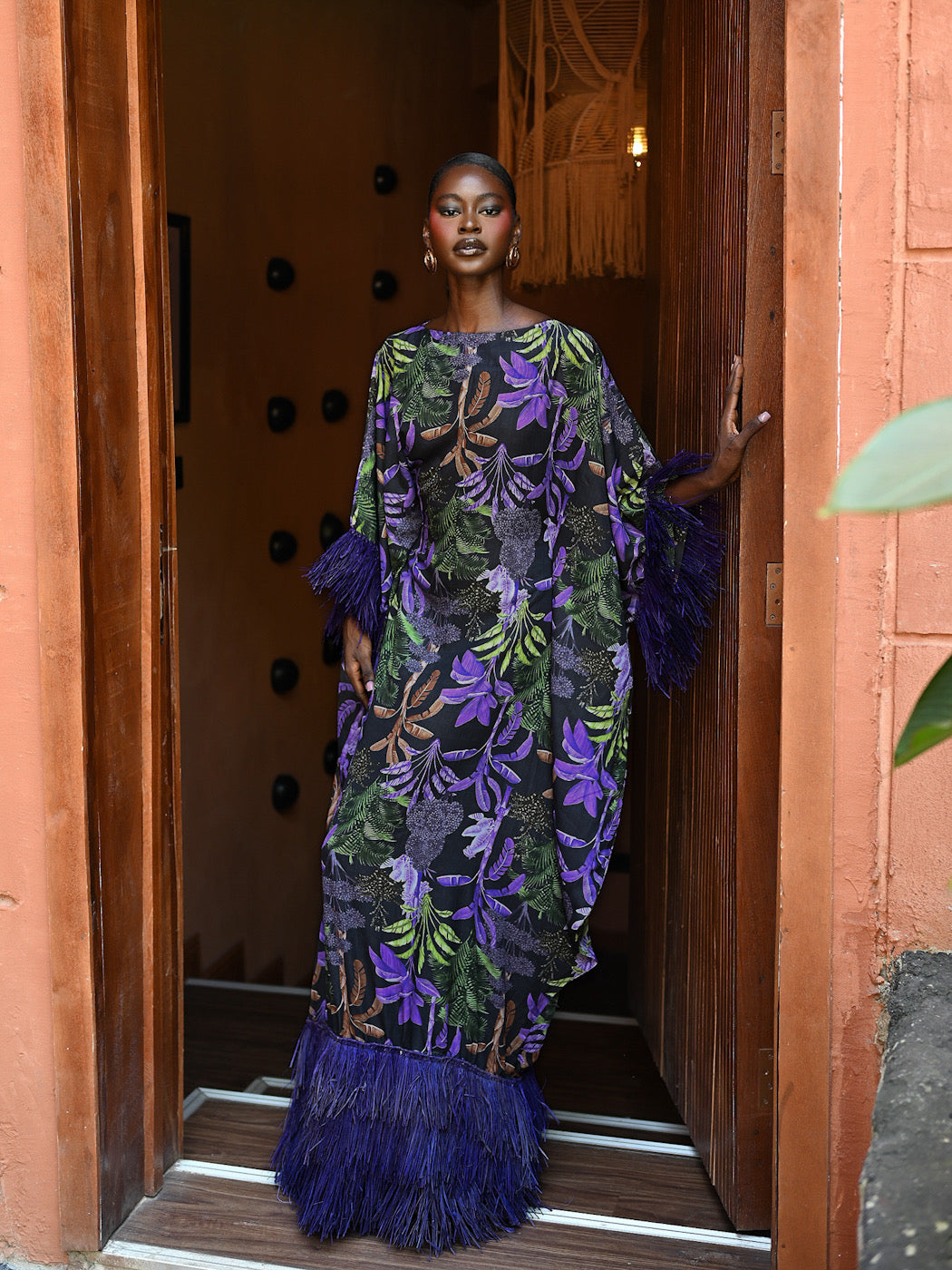 ABENI RAFFIA DRESS WITH INVISIBLE BELT