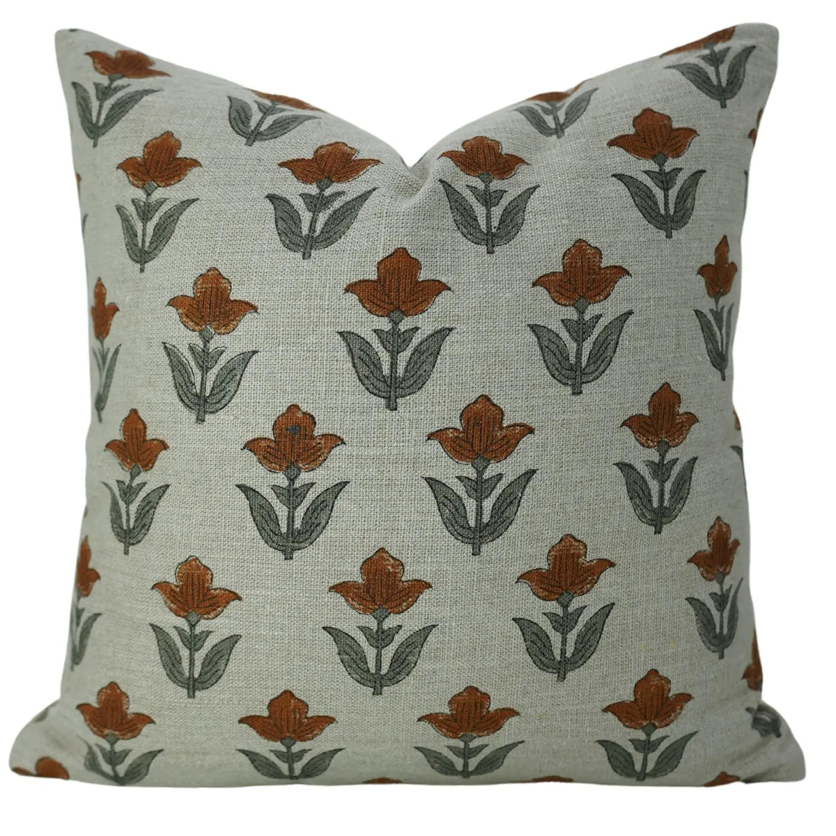 Elegant Block DesignThick Linen Cushion Cover -  Tulip