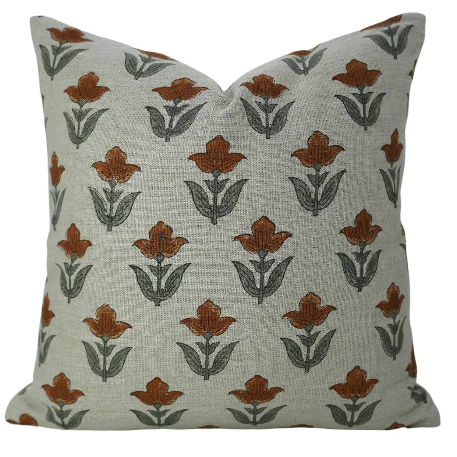 Elegant Block DesignThick Linen Cushion Cover -  Tulip