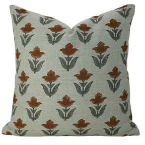 Elegant Block Design Linen Blend Cushion Cover -  Tulip