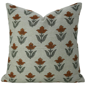 Elegant Block DesignThick Linen Cushion Cover -  Tulip