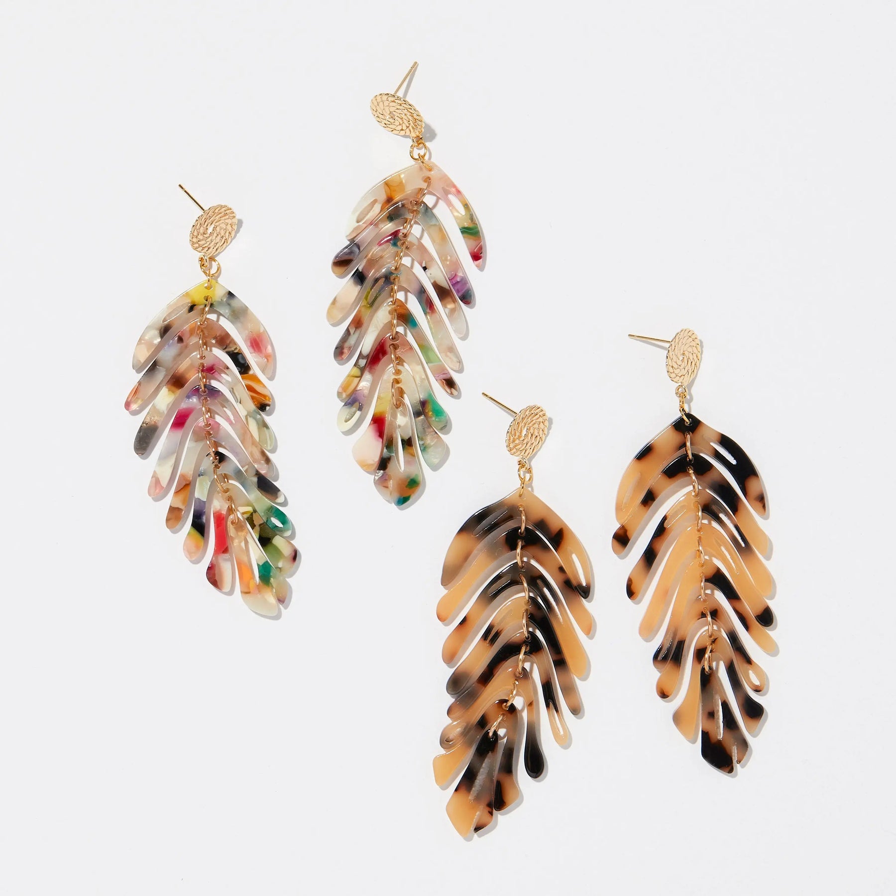 Multi Color Monstera Earrings