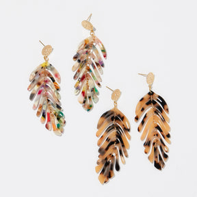 Multi Color Monstera Earrings