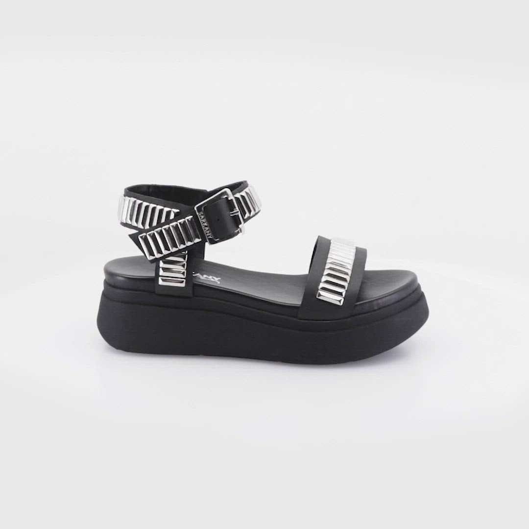 Stylish Black Platform Sandals with Studs Roya