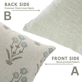 Decorative Block Print Thick Linen Pillow Cover - Amitabh