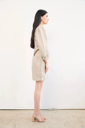 Long Sleeve Puff Dress In Tencel™ & Linen