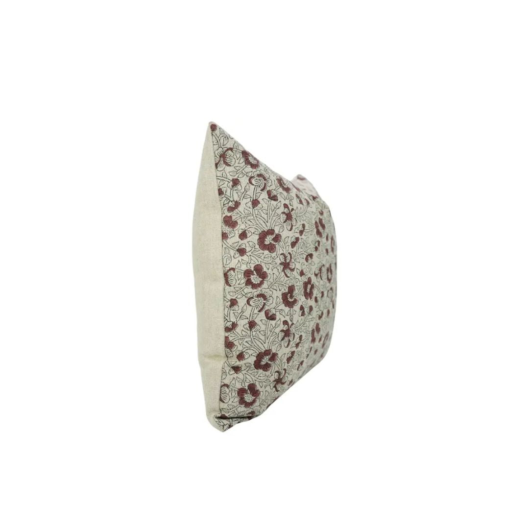 Heritage Hand Block PrintThick Linen Cushion Cover - Saundarya