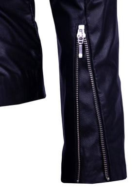 Classic Leather Jacket with Gusseted Shoulders