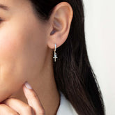 Calvary Cross Huggie Hoop Earrings